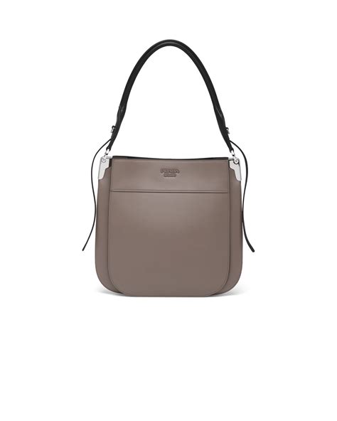 prada margit shoulder bag|Clay Grey/black Prada Margit leather hobo shoulder bag .